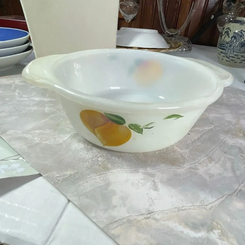 Vintage Fire King “ Gay Fad fruit” by Anchor Hoking. 1942 to 1970 this pattern w